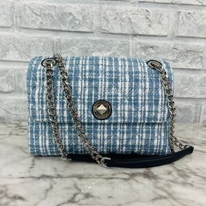 Kate Spade Natalia Denim Tweed Medium Flap Chain Shoulder Bag Crossbody